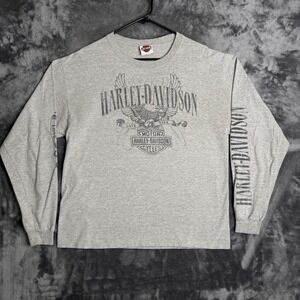 Harley Davidson Long Sleeve Shirt Mens Large Gray Down Home Burlington NC Eagle